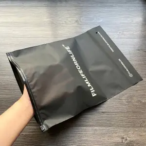 25x35cm Custom logo black translucent zipper bag for clothing