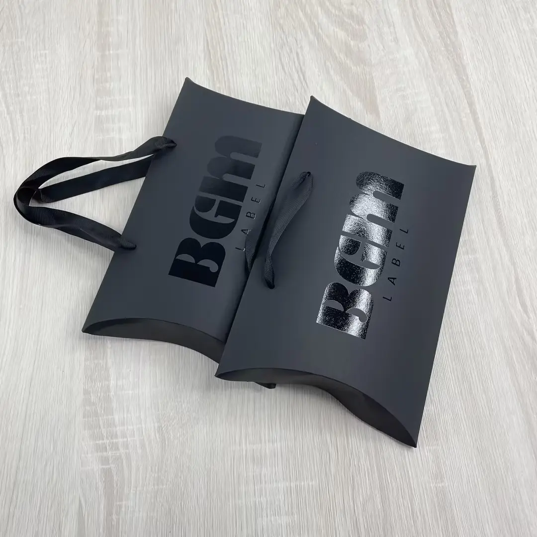 Black foil brand logo paper shopping bag