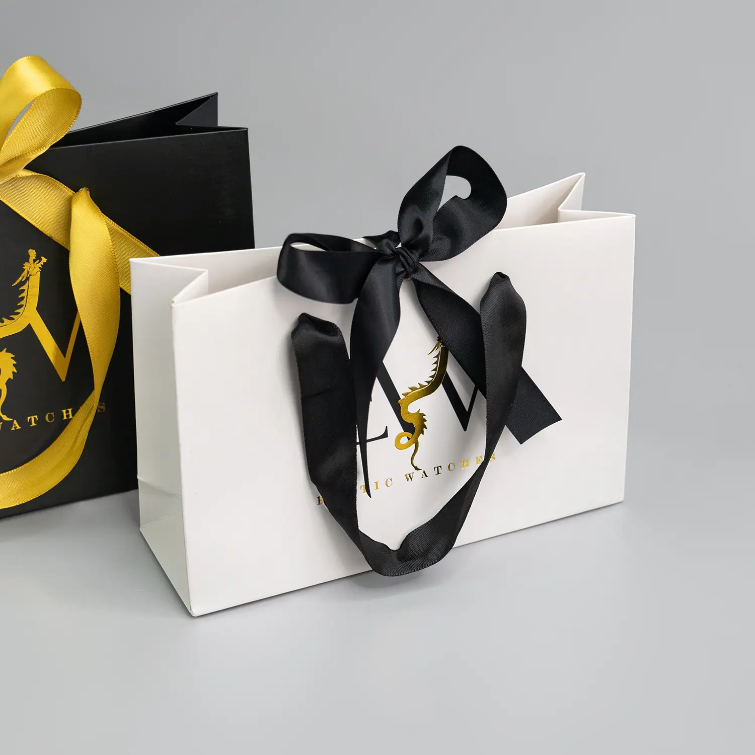 White & black paper gift bag for small business
