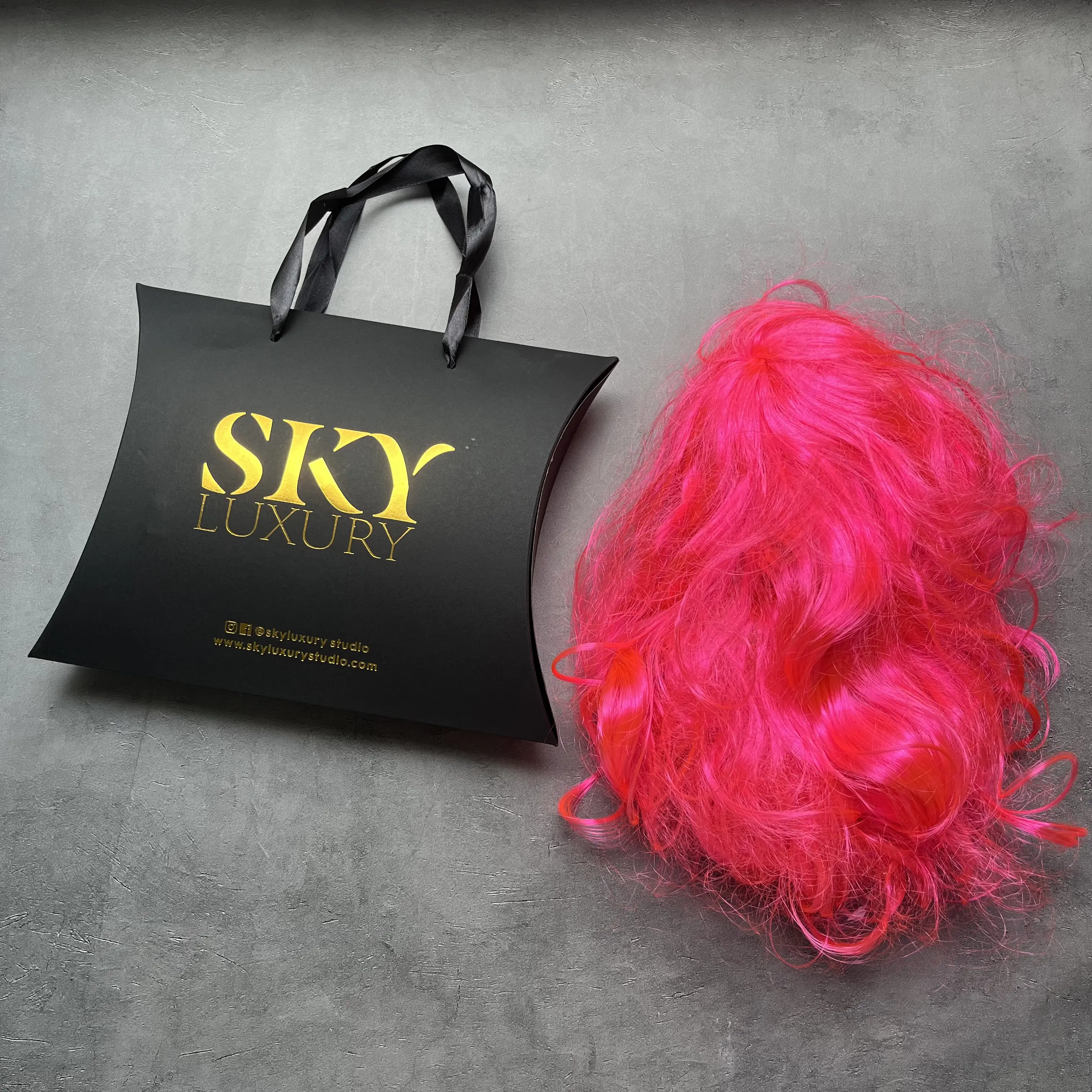 Black foil brand logo paper shopping bag