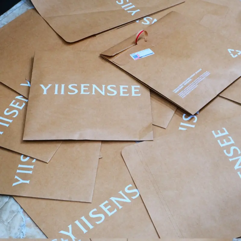 Custom logo brown kraft paper envelopes with self adhesive tape