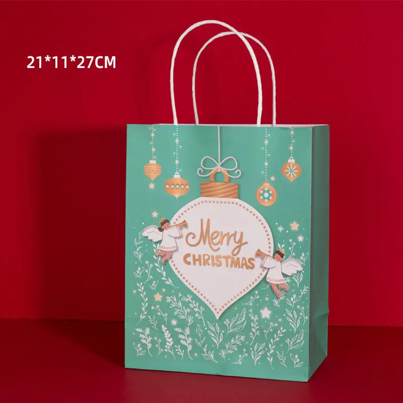 Kraft reusable bags chritmas gift bags paper bags with handle
