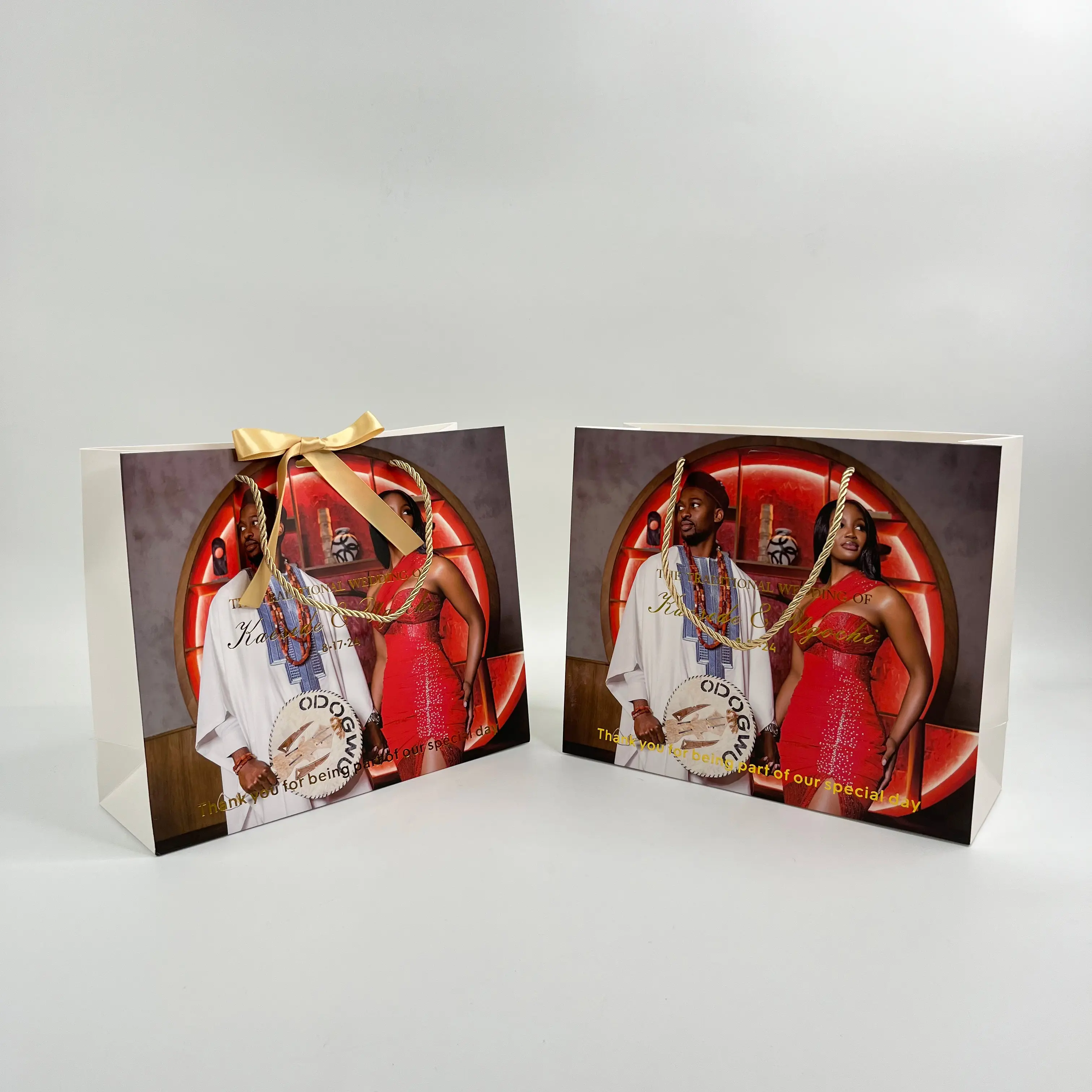 Gold foil stamping luxury paper bag with your own logo