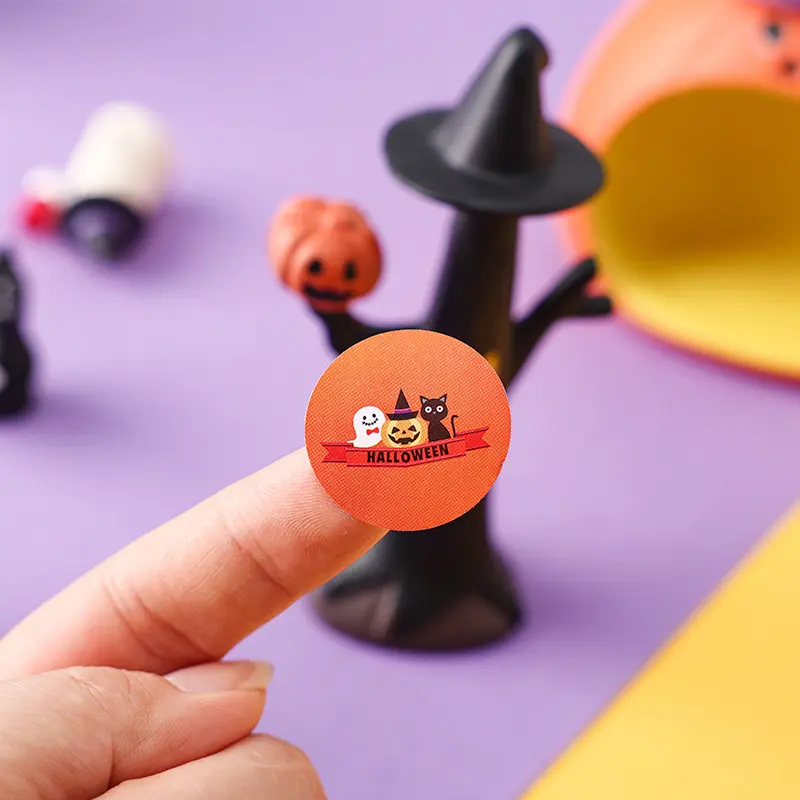 Custom Halloween Holiday Stickers Gift Packaging Label Sticker Rolls For Small Business