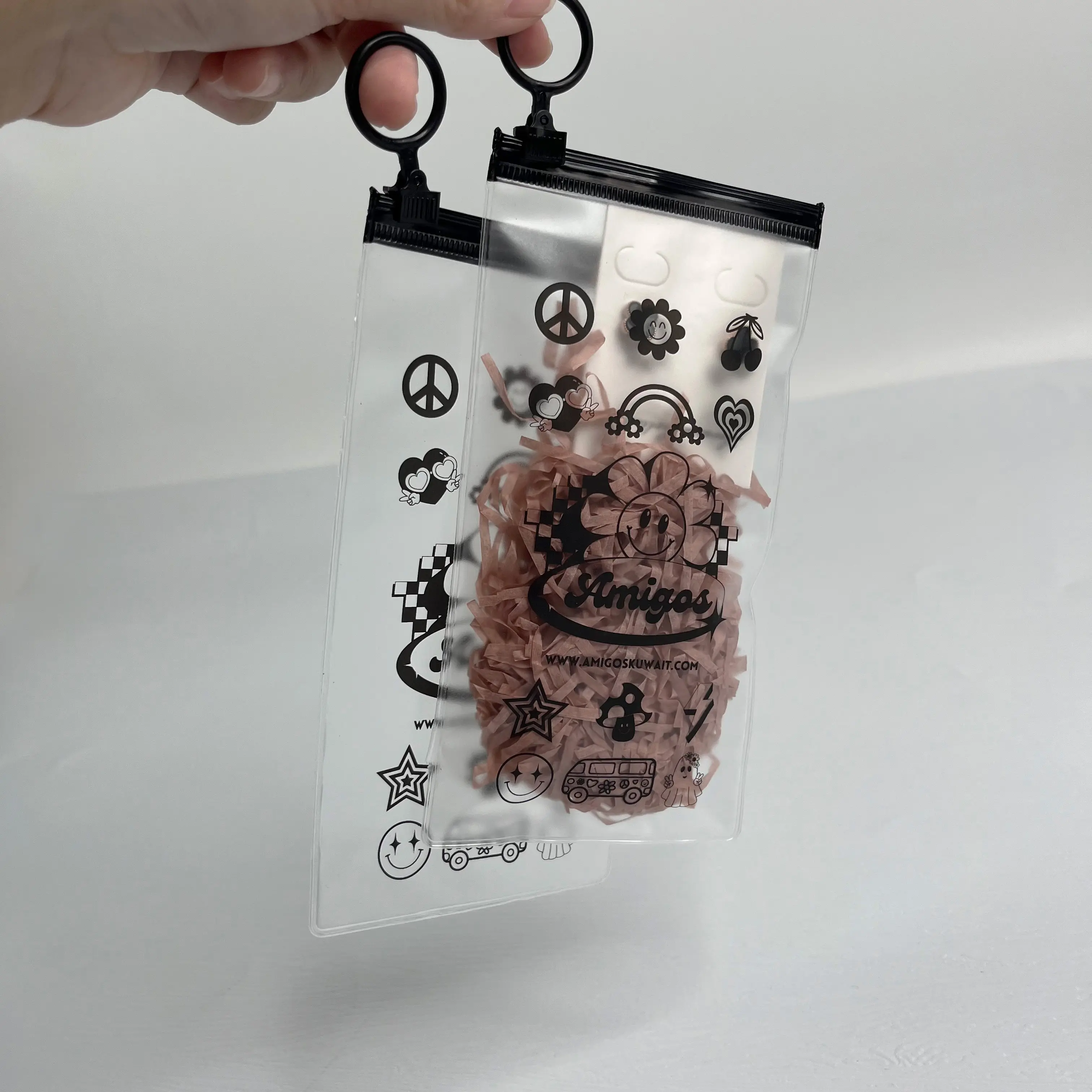 Waterproof frosted pvc zipper bags for jewelry phone case