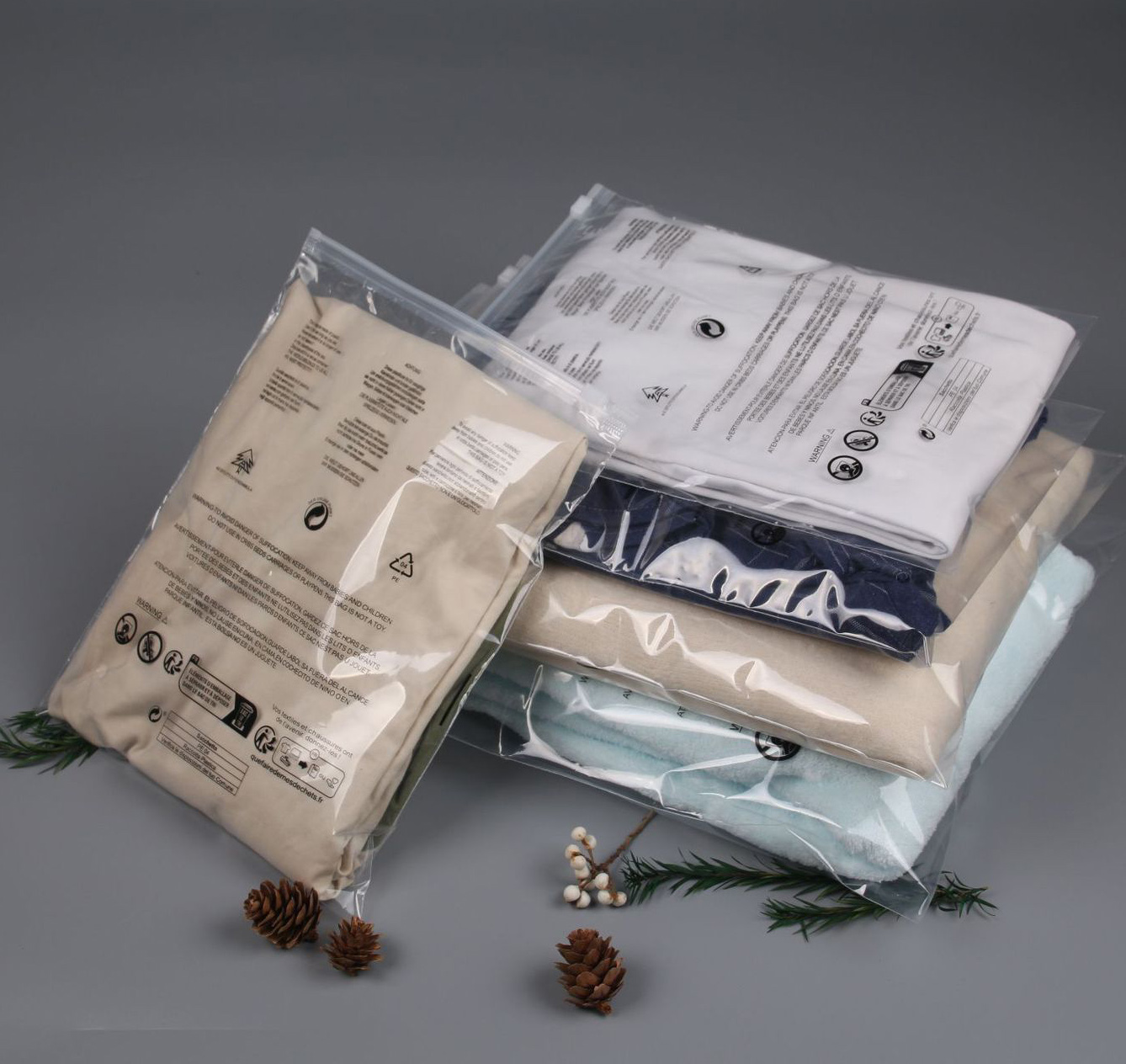 transparent zipper bag - warning