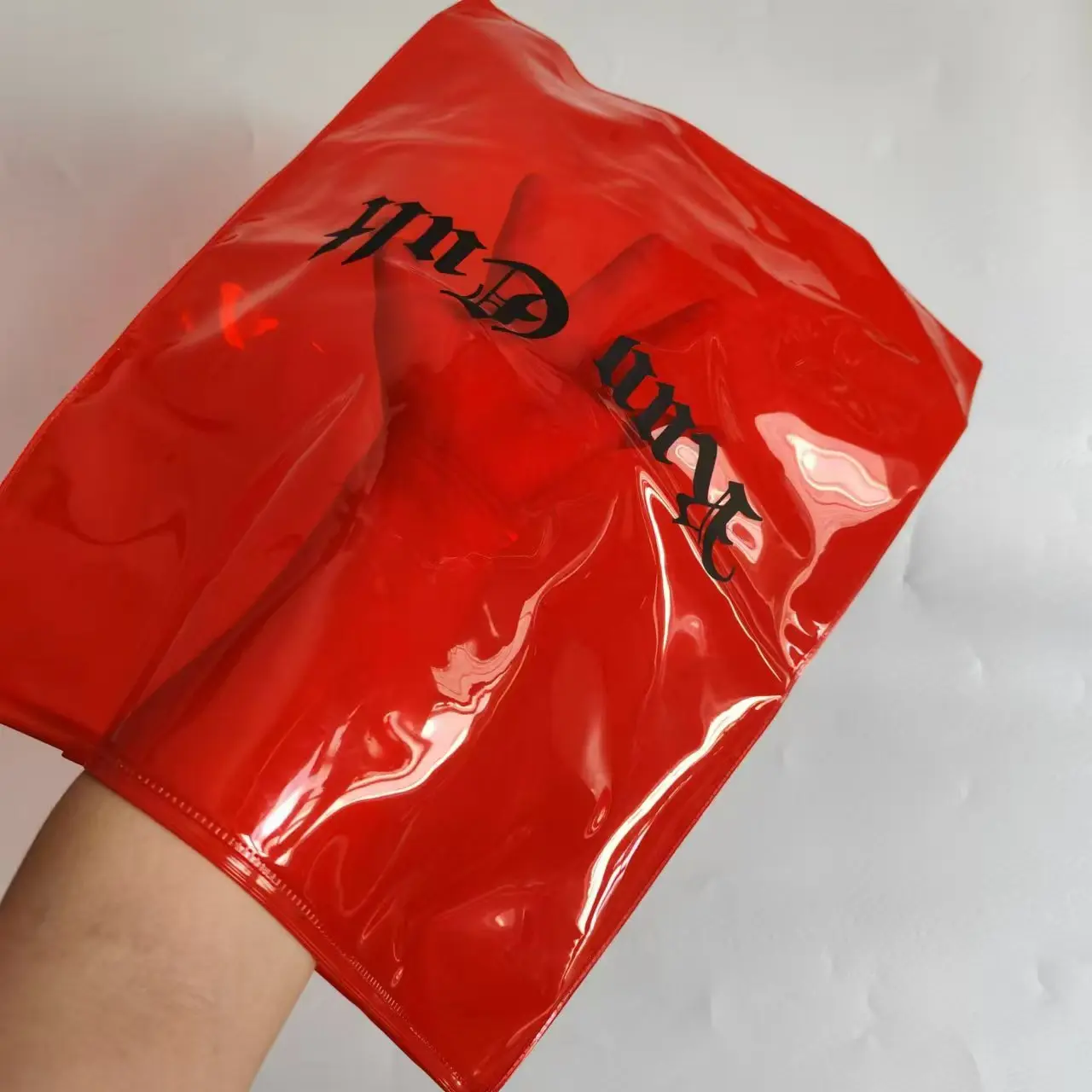 Recyclable waterproof brand logo clothing packaging bag with zipper