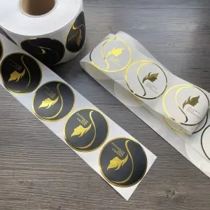 Custom Gold Foil Logo Wig Thank Your Sticker Rolls