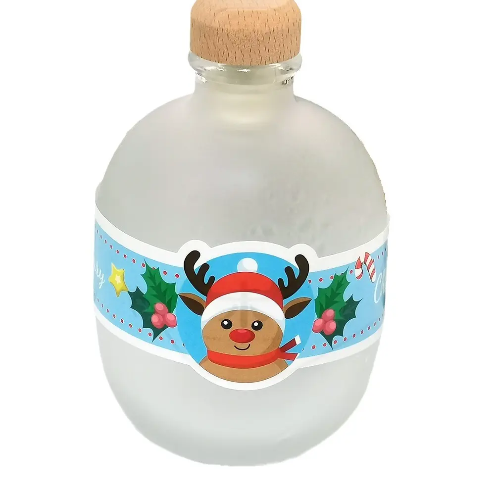 Christmas label printing custom stickers waterproof water bottle sticker