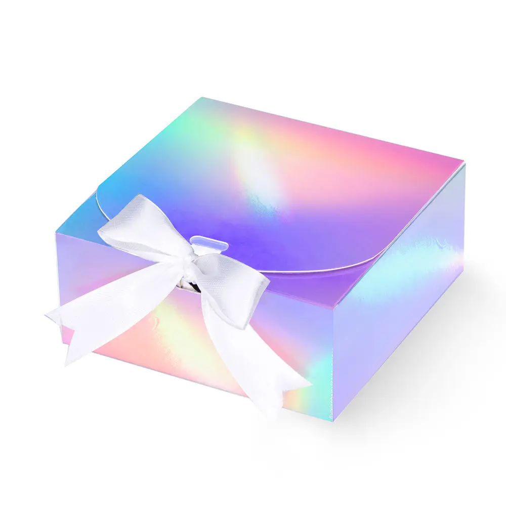 10x10x5cm 20x20x5cm custom logo folding paper box bowknot gift box with ribbon