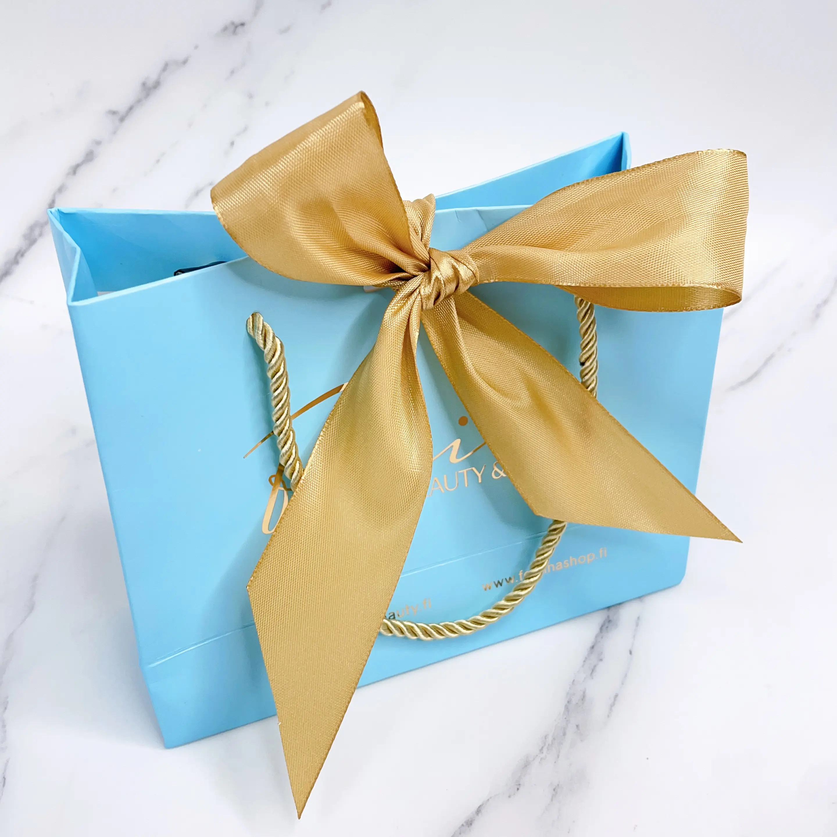 Luxury ribbon bowknot paper shopping bag with logo