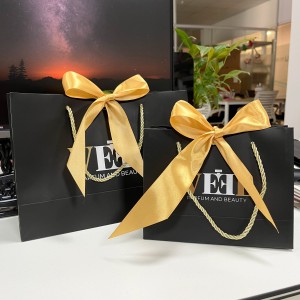 Custom logo bags black shopping bags thank you gift paper bag
