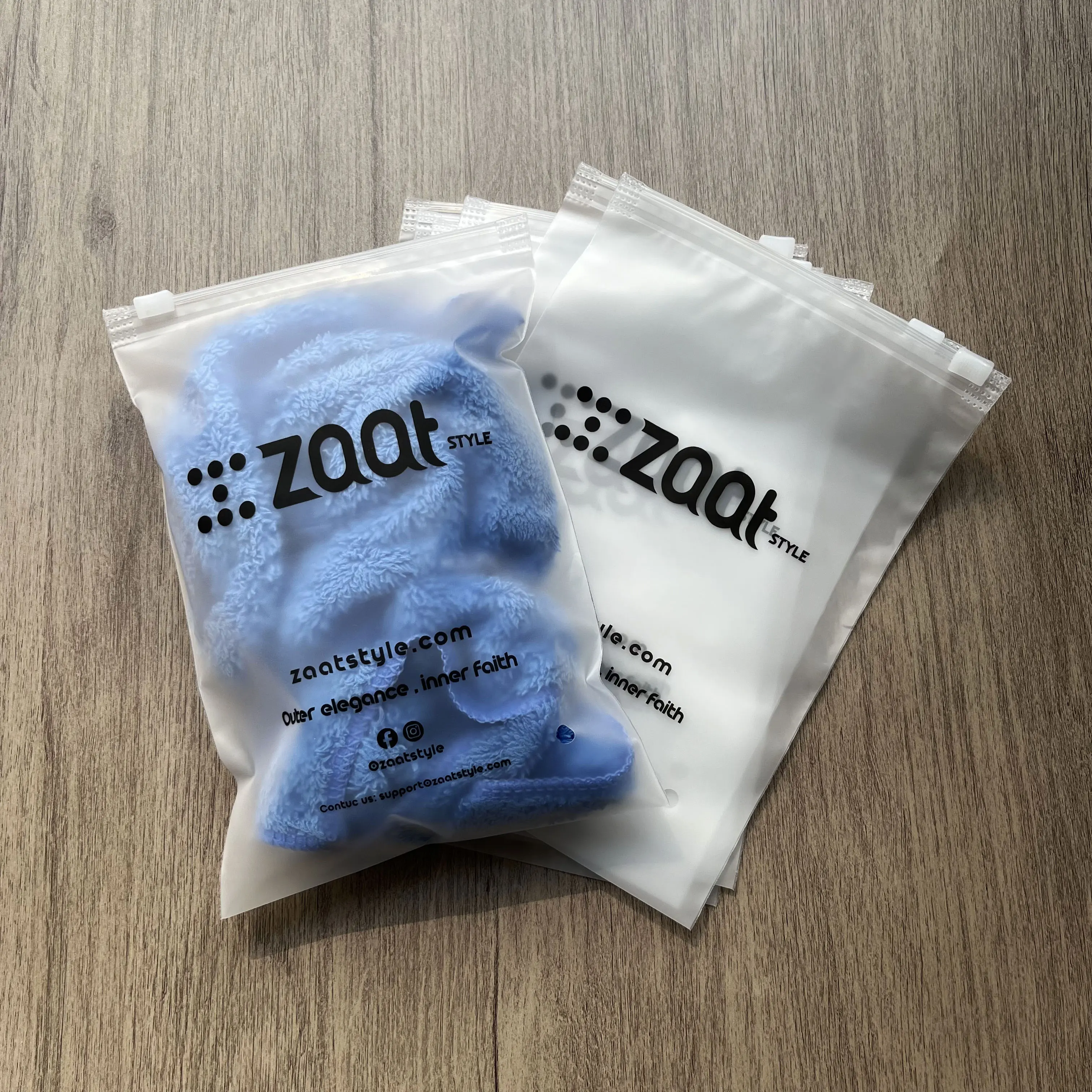 Frosted zipper bag with your own logo custom for small business