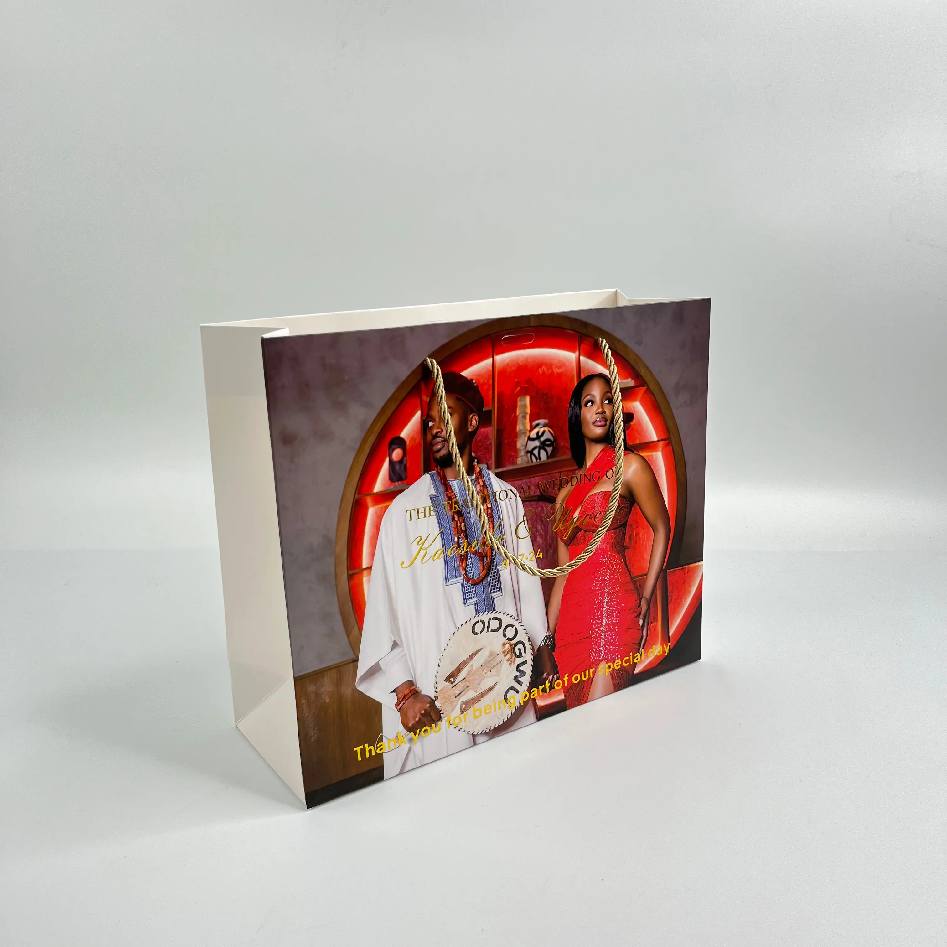 Gold foil stamping luxury paper bag with your own logo