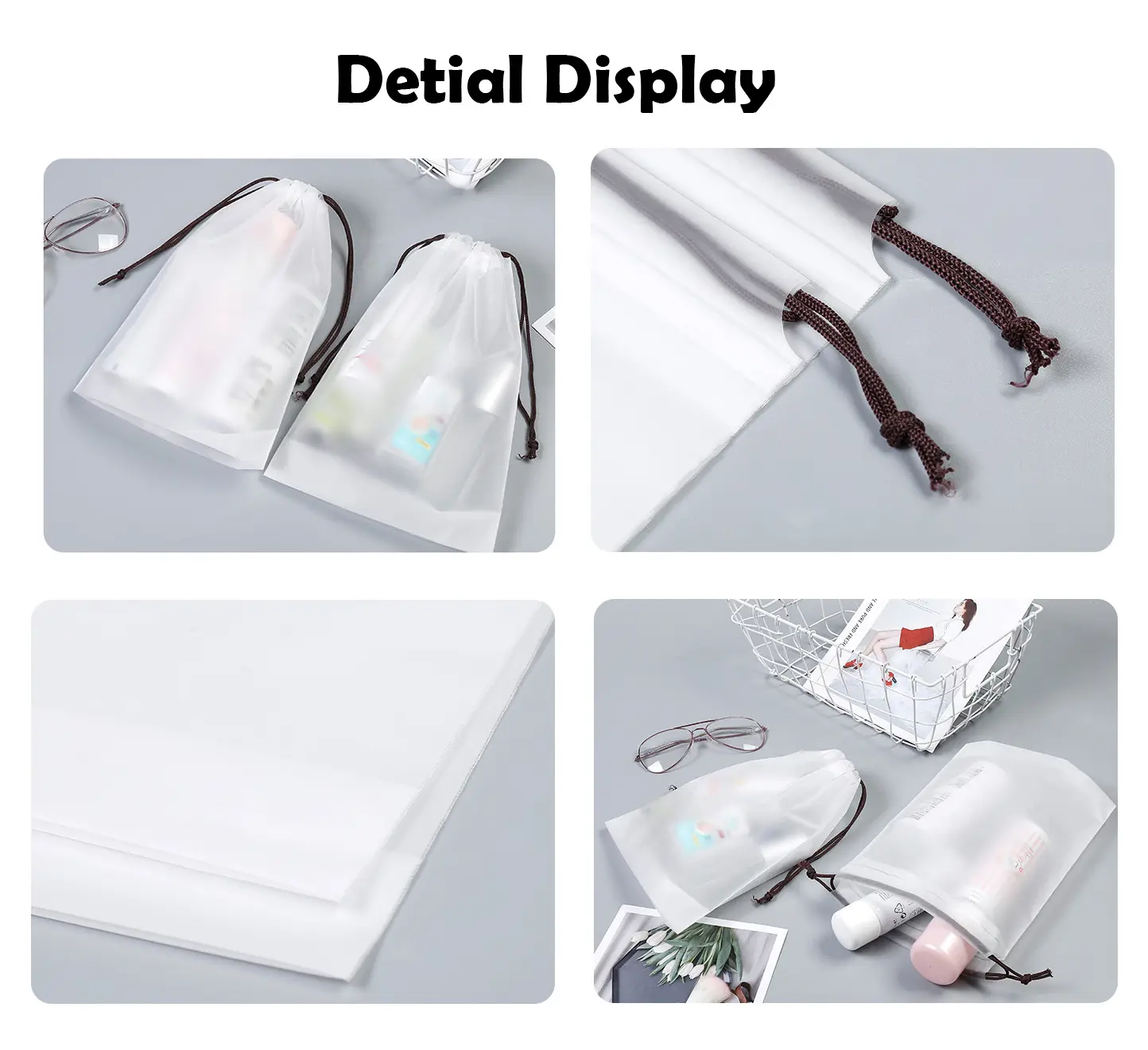 Waterproof plastic drawstring bag with logo custom