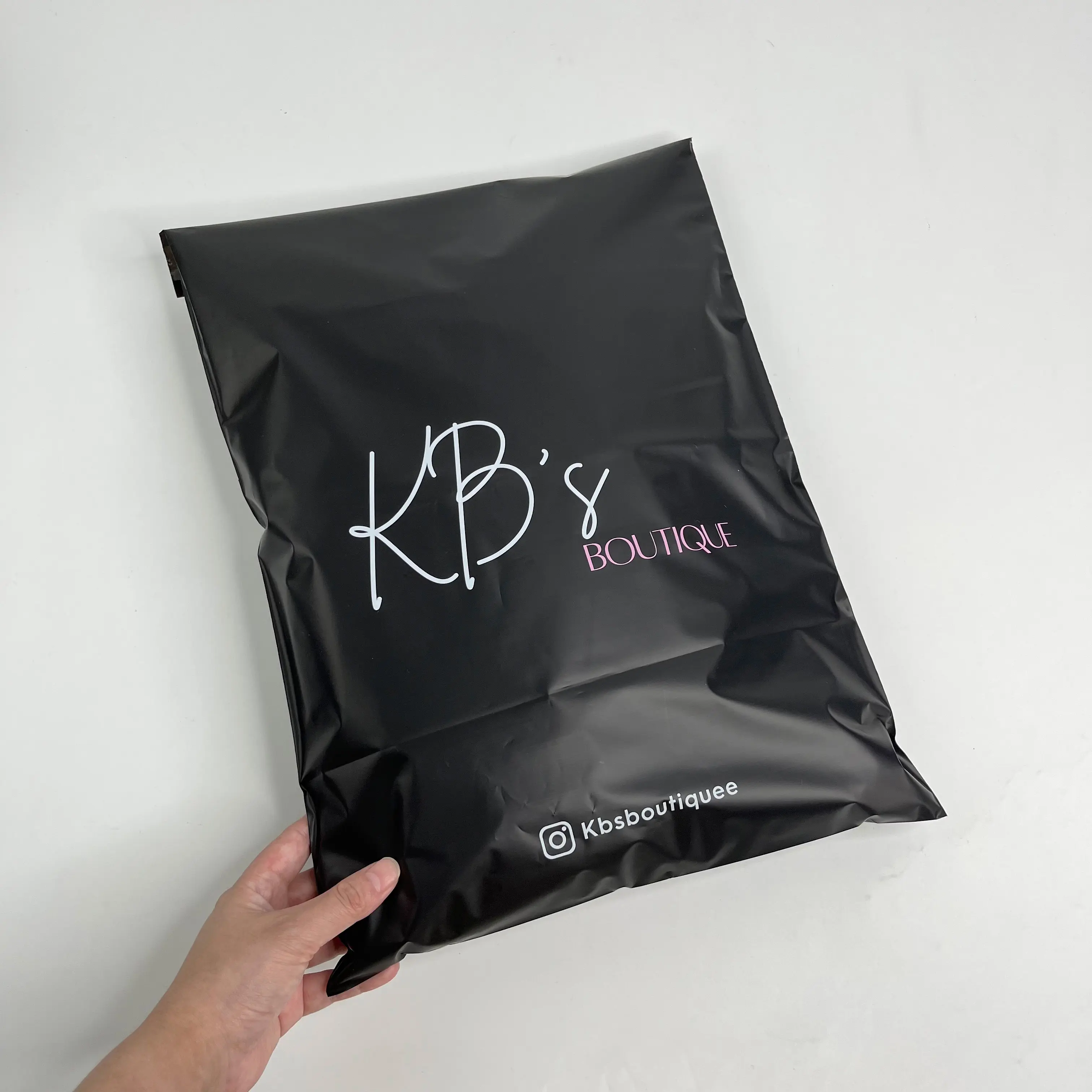 12x16inch Custom logo black shipping bag for online business