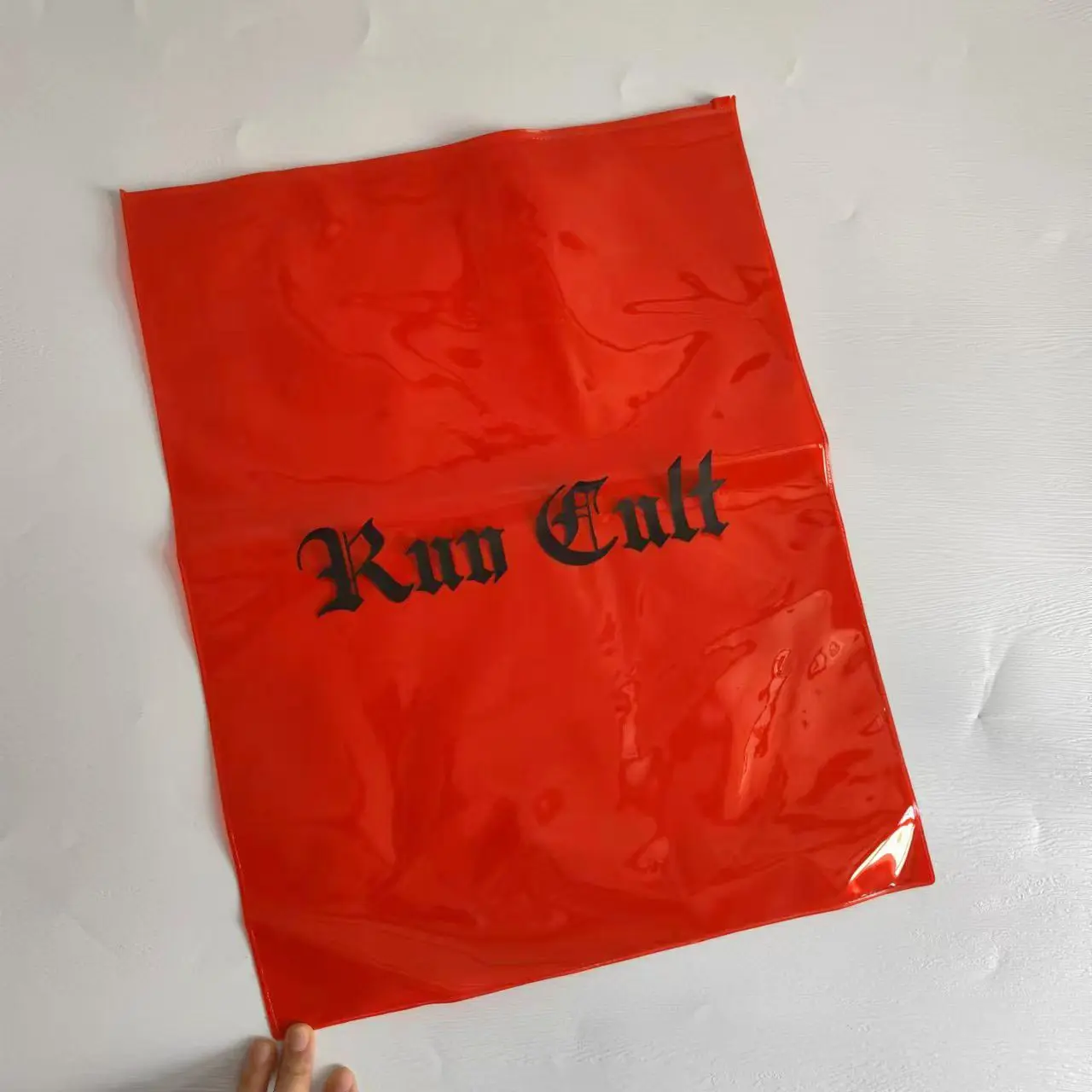 Recyclable waterproof brand logo clothing packaging bag with zipper