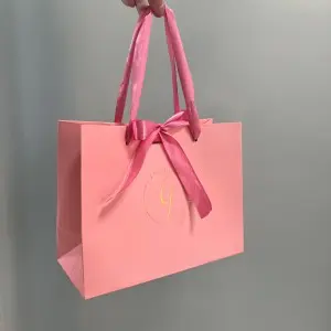Custom Pink Paper Gift Bag With Logo Printed