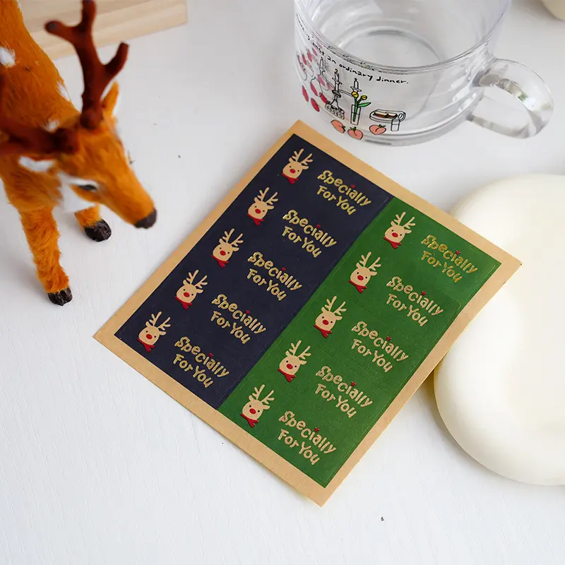 Merry christmas custom label sticker thank you stickers packs for food