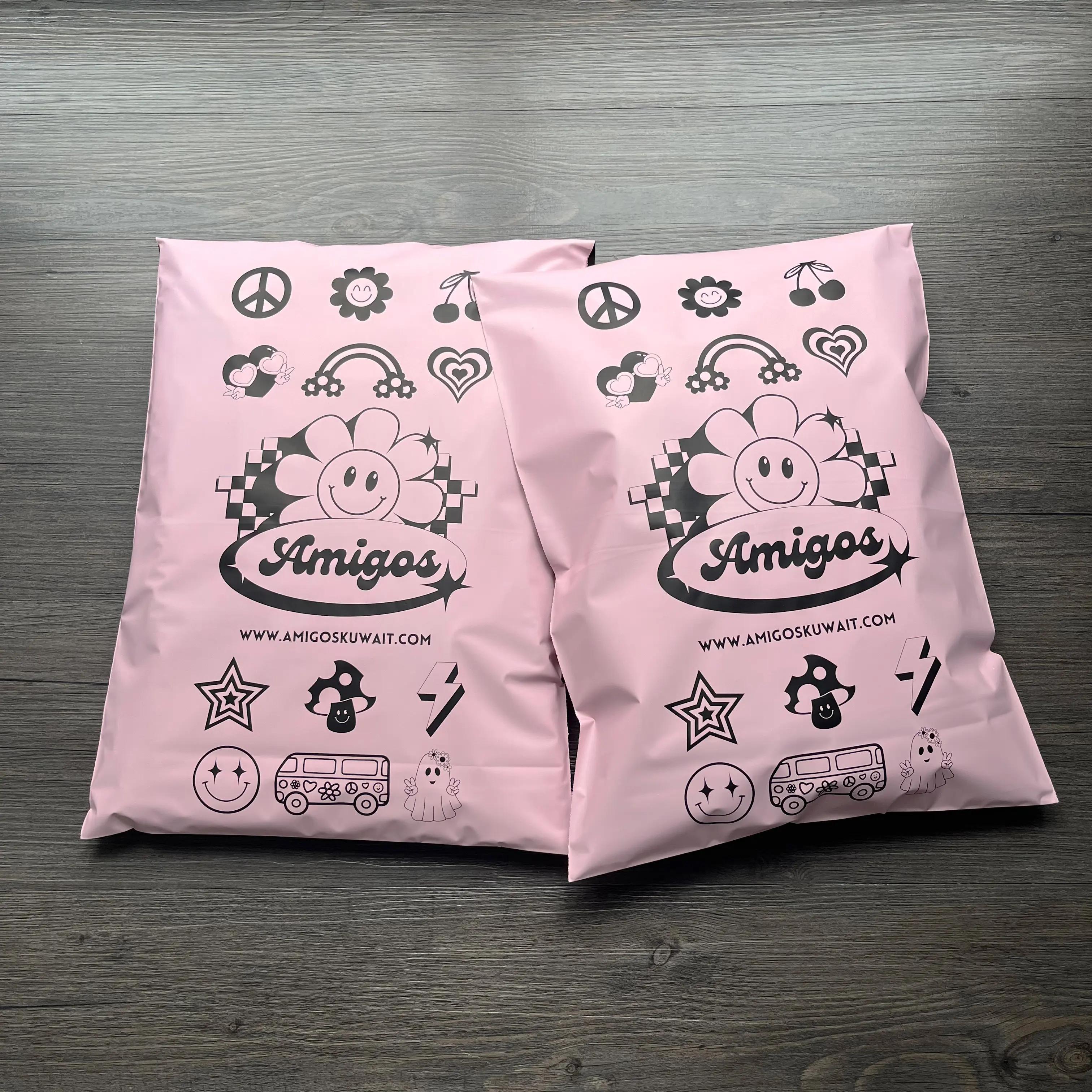 Matte pink poly mailer express shipping bags with logo custom