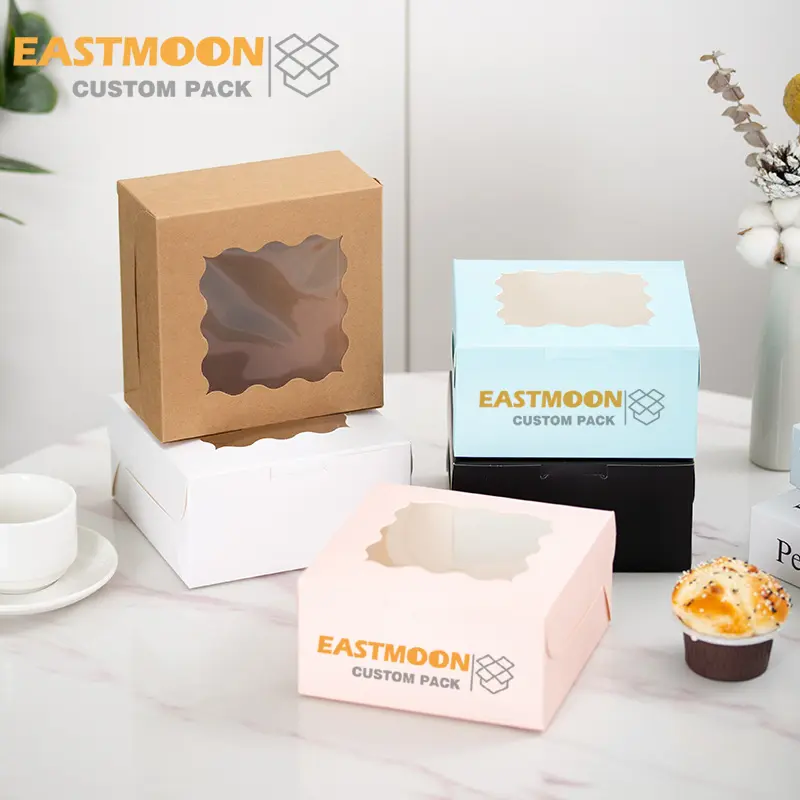 Cookie Boxes White Bakery Boxes with Window Treat Boxes Present Boxes for Roll Cakes, Desserts, Muffins, Donuts, Candies and Pastries