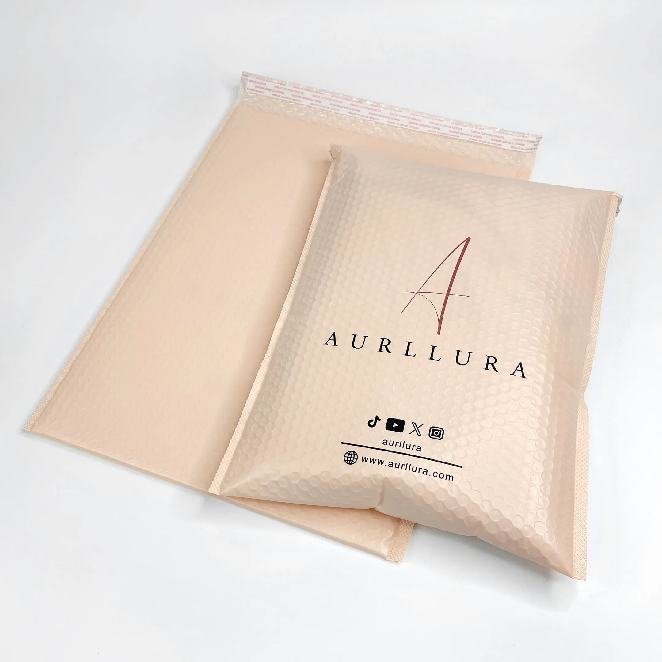 Matte nude bubble shipping bags with logo printed