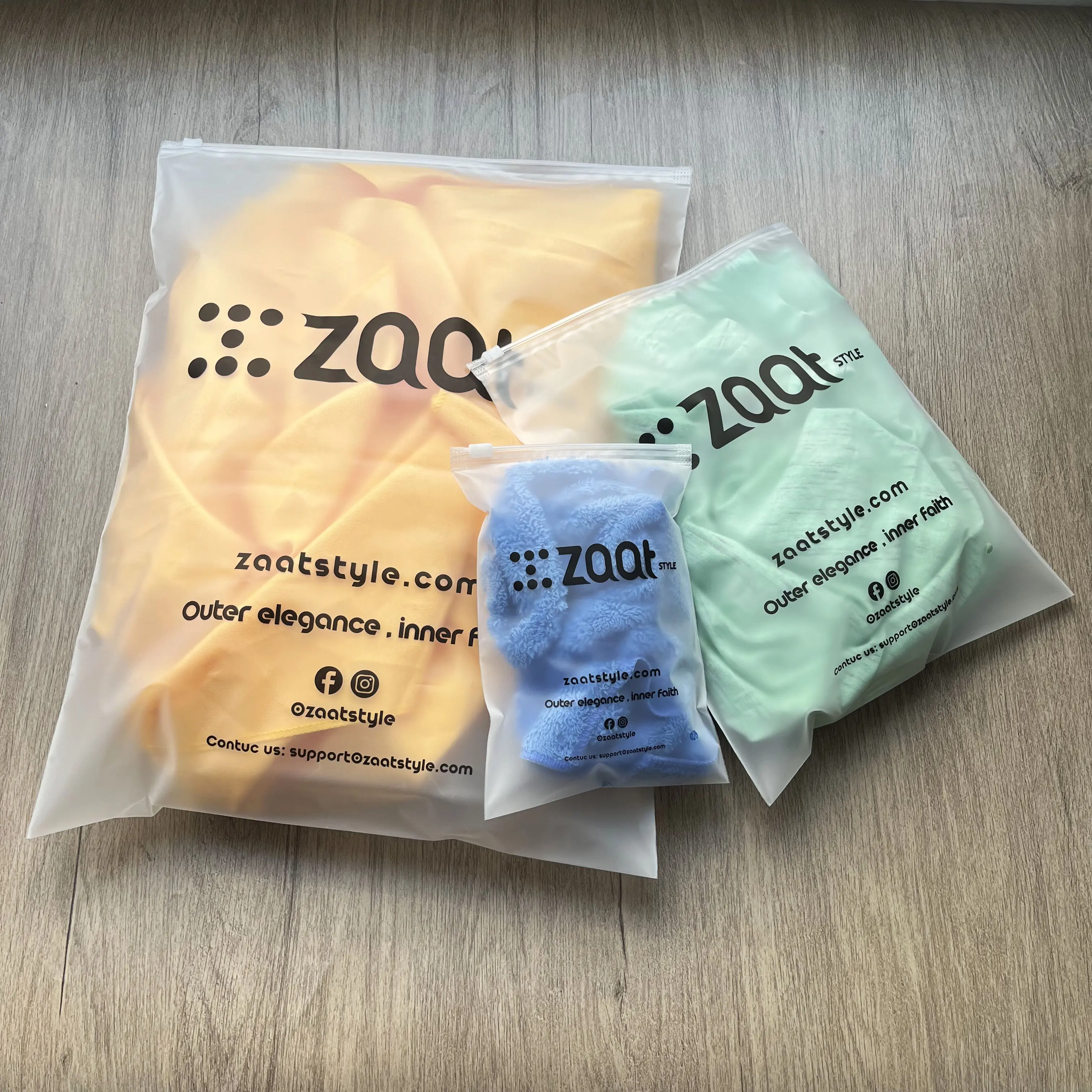 Frosted zipper bag with your own logo custom for small business