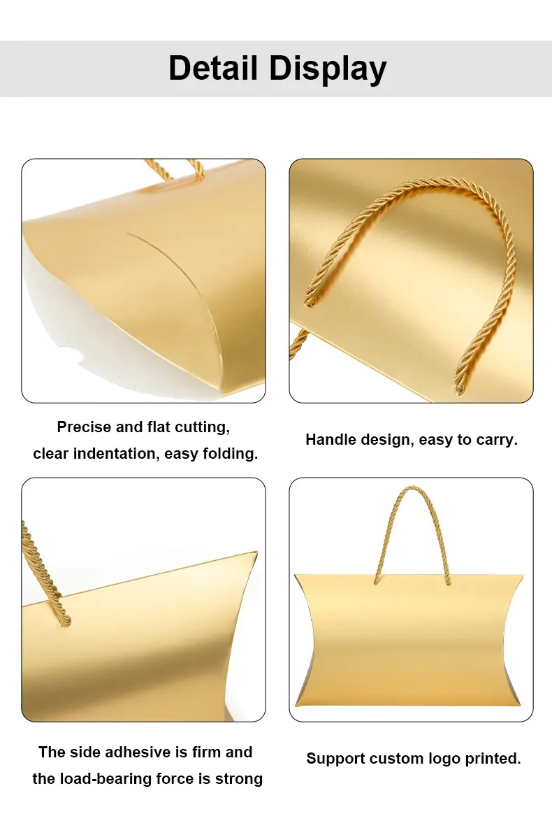 32x20x6cm custom logo laser pillow shape paper shopping bag gift bag with handle for small business