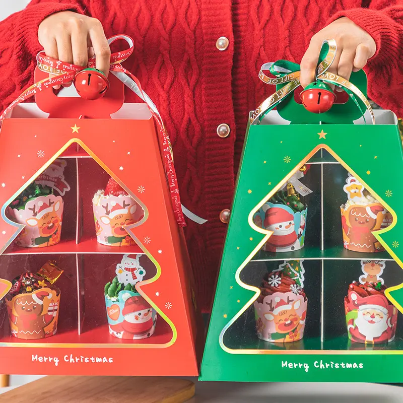 Custom logo gift boxes cupcake cardboard packaging christmas box