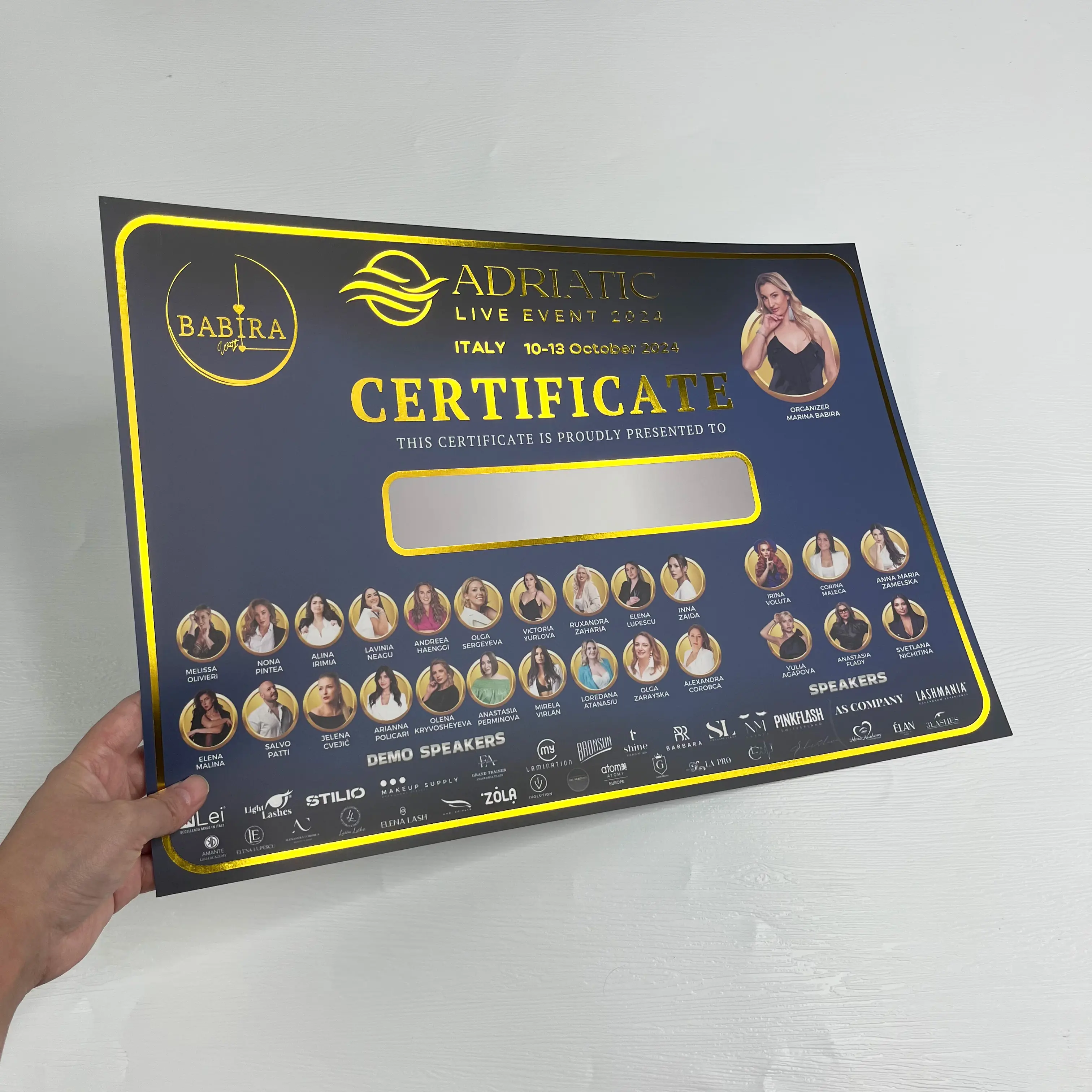 A3 size gold foil certificate card thank you business printing cards