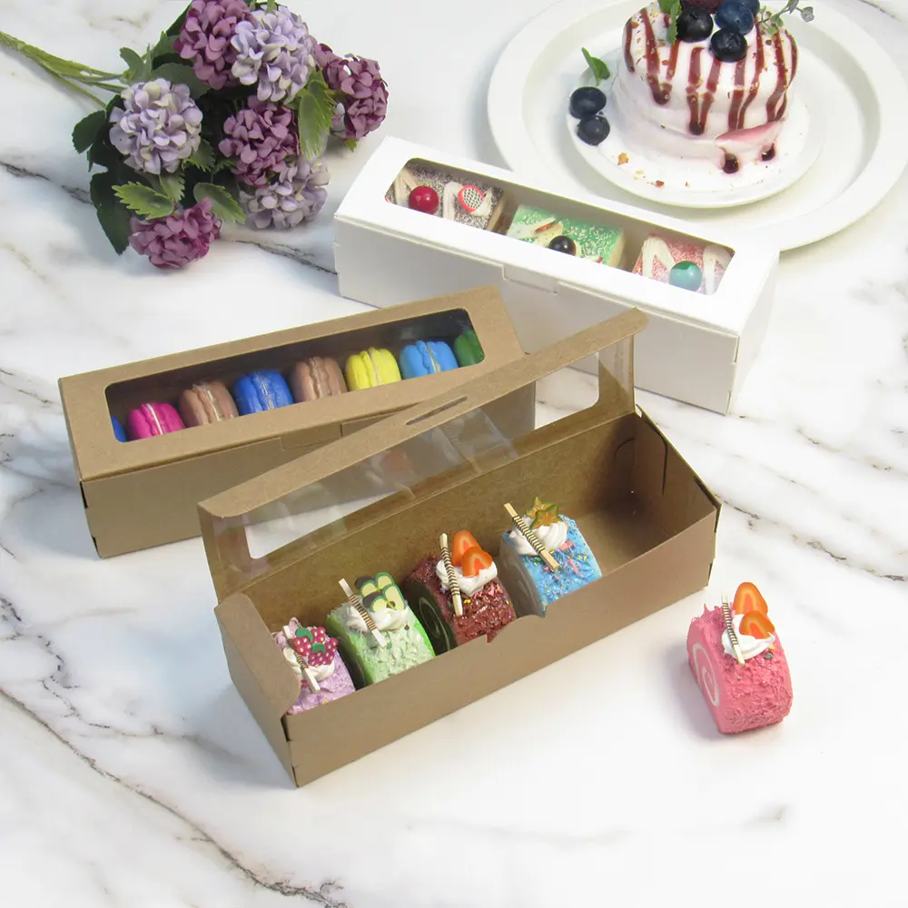 Customized macaron packaging kraft box with window