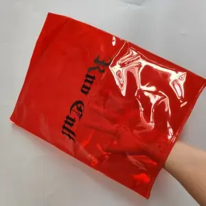 Recyclable waterproof brand logo clothing packaging bag with zipper