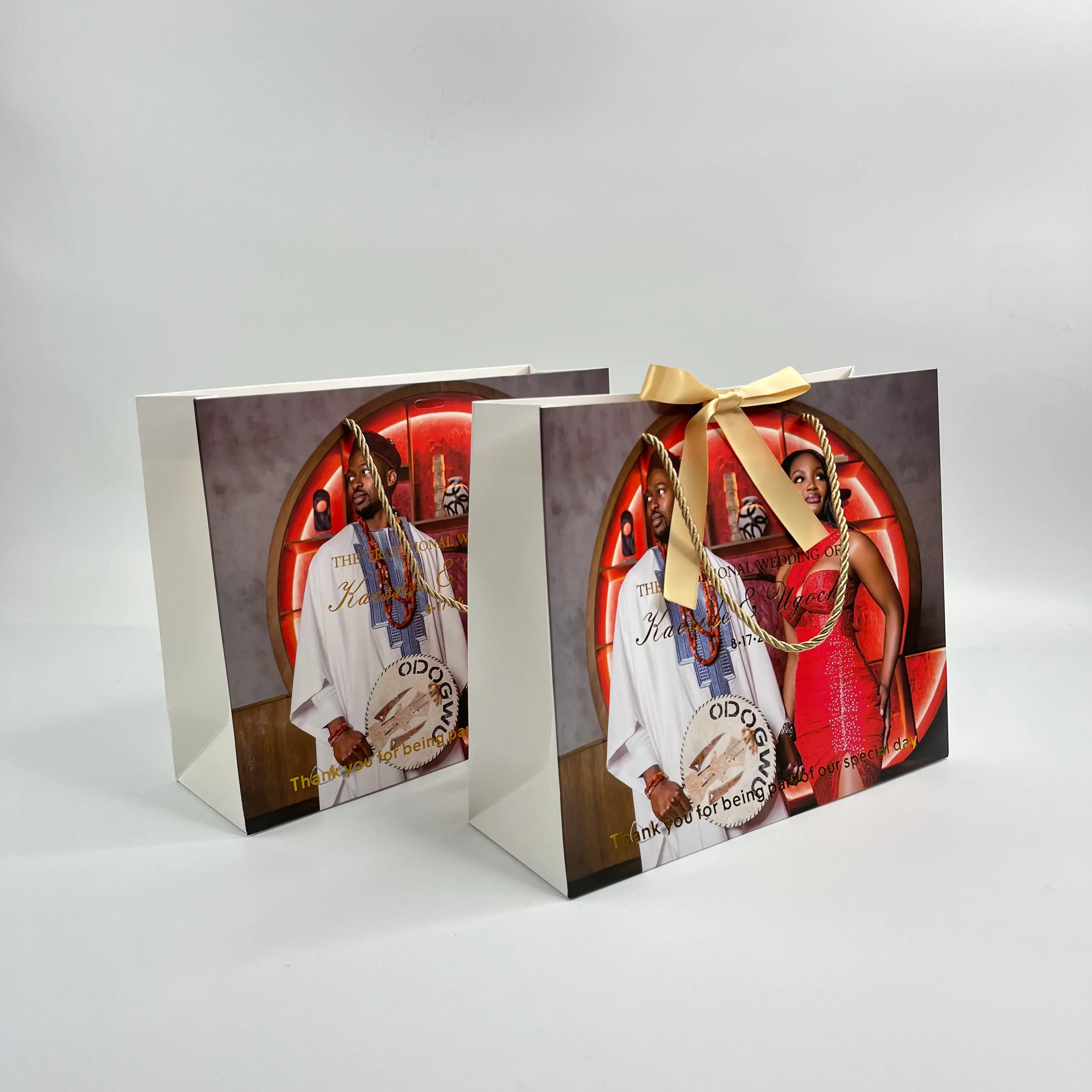Gold foil stamping luxury paper bag with your own logo