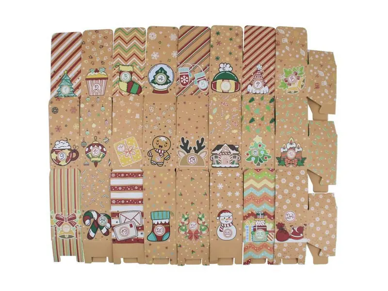 Christmas calendar countdown number printing folding kraft paper box for gift