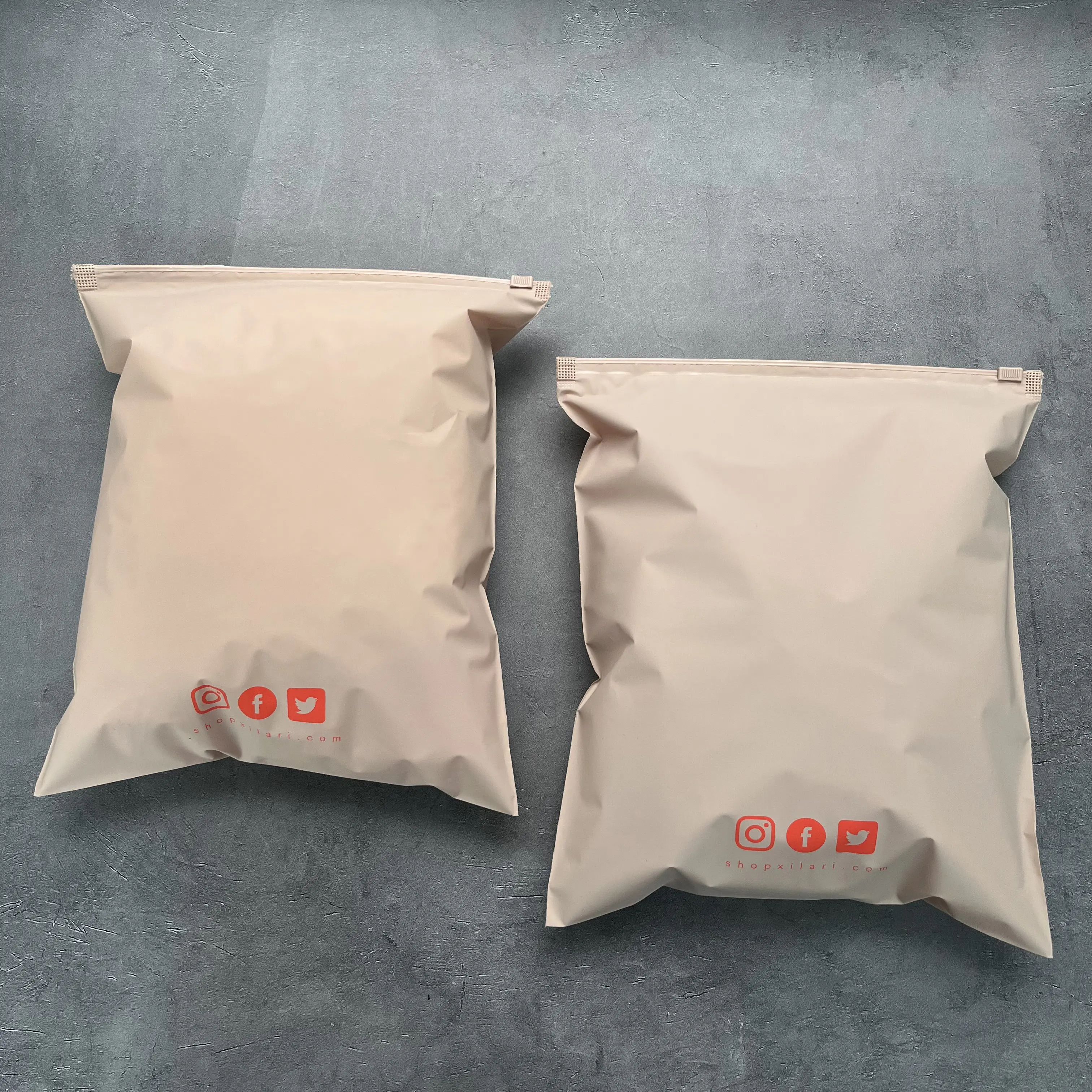 Beige/peach clothing packaging bag with your own logo custom