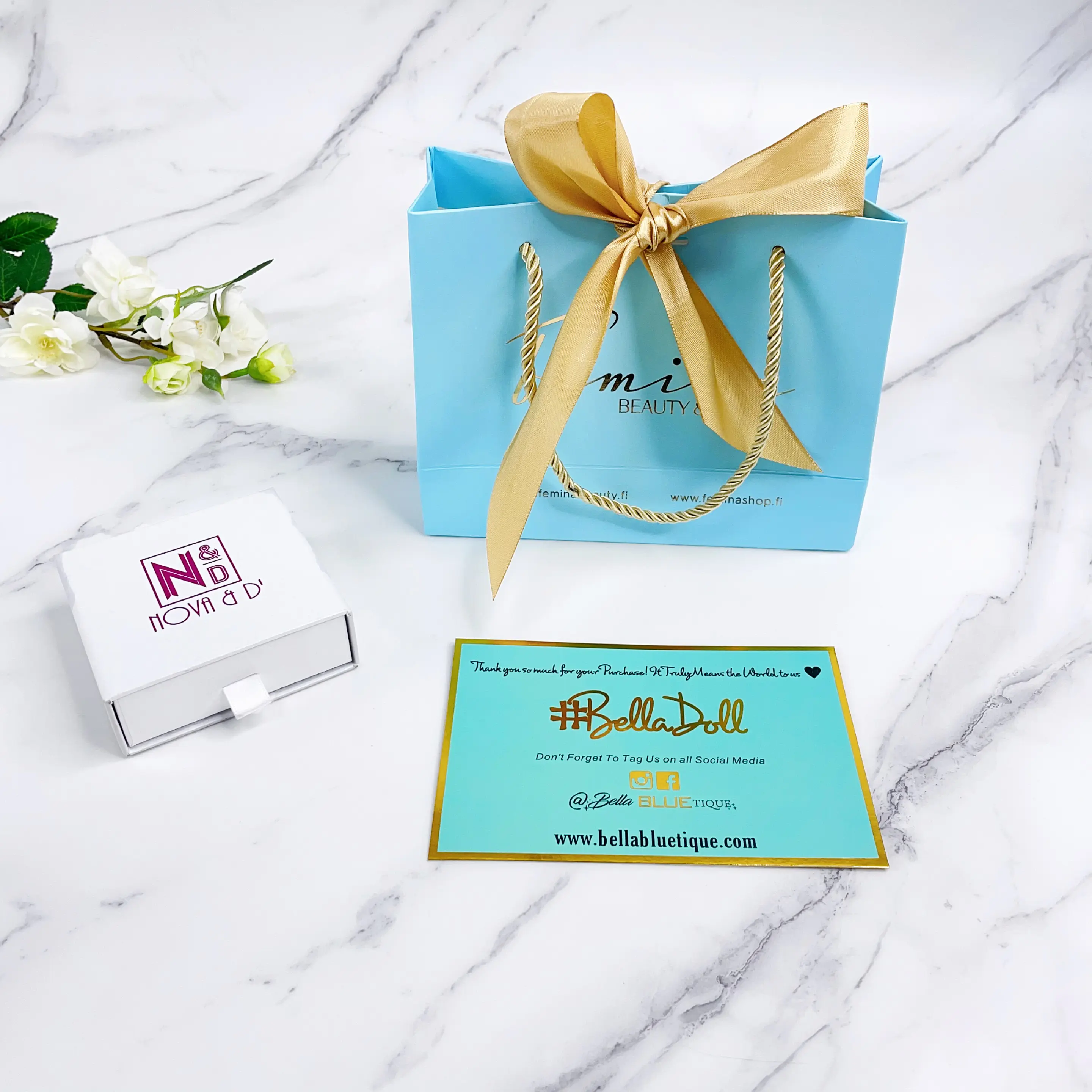 Luxury ribbon bowknot paper shopping bag with logo