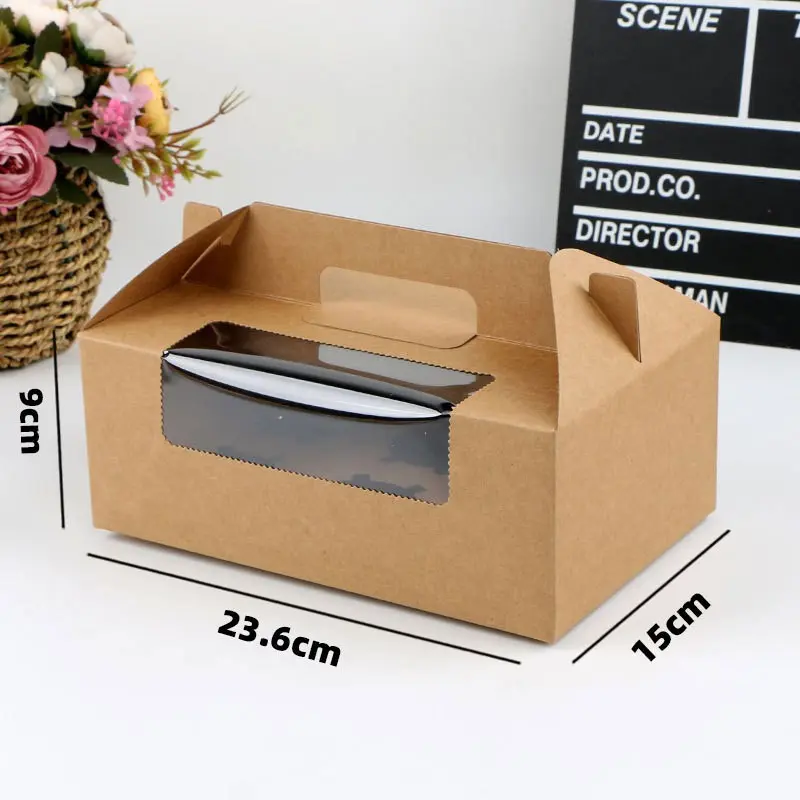 Wholesale cupcake take-out paper box packaging handle boxes for small business