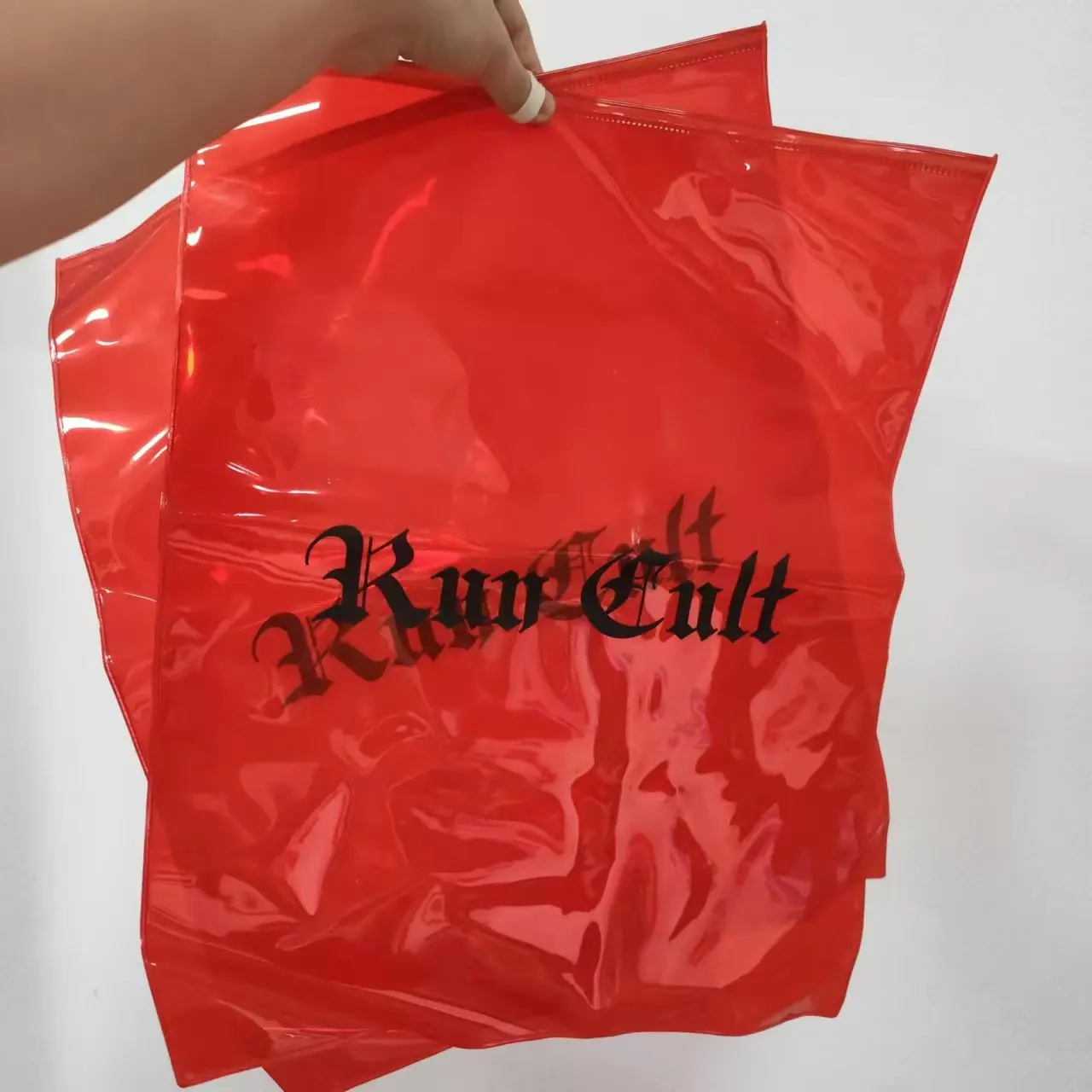 Recyclable waterproof brand logo clothing packaging bag with zipper