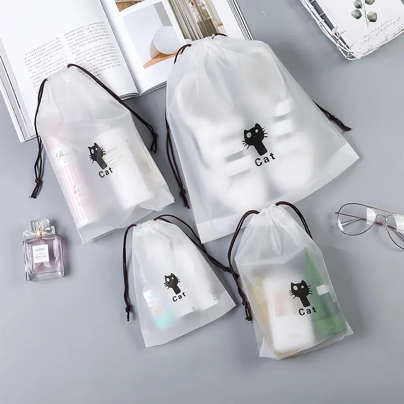 Waterproof plastic drawstring bag with logo custom