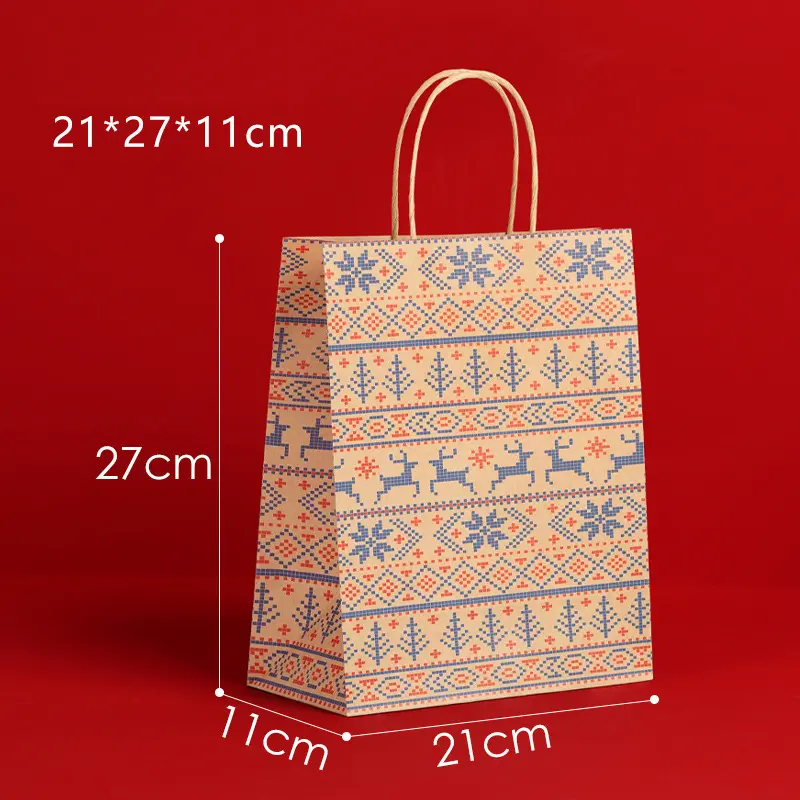 Kraft reusable bags chritmas gift bags paper bags with handle