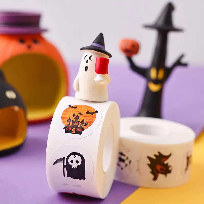 Custom Halloween Holiday Stickers Gift Packaging Label Sticker Rolls For Small Business