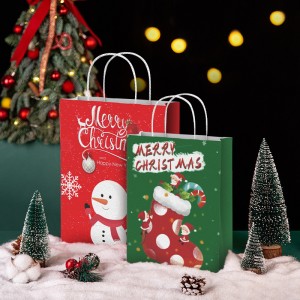 Kraft reusable bags chritmas gift bags paper bags with handle