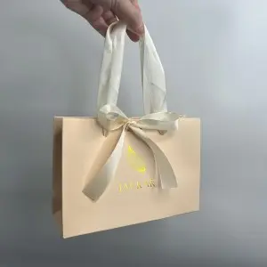 Custom Logo Peach Paper Gift Bag For Jewelry Business