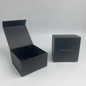 Custom Luxury Magnetic Foldable Black Gift Jewelry Box