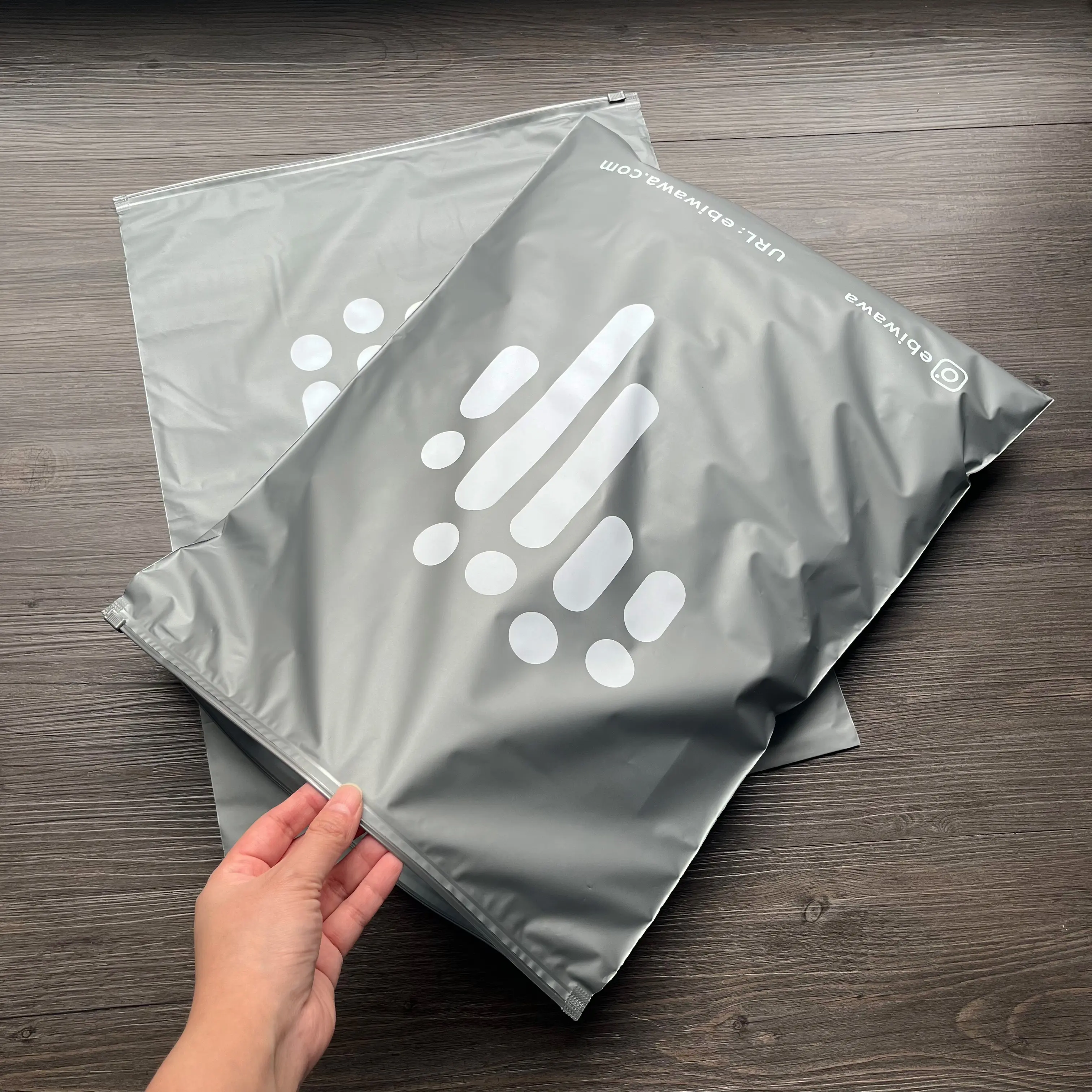 35x45cm Silver Gray Zipper Bag With Your Logo Custom
