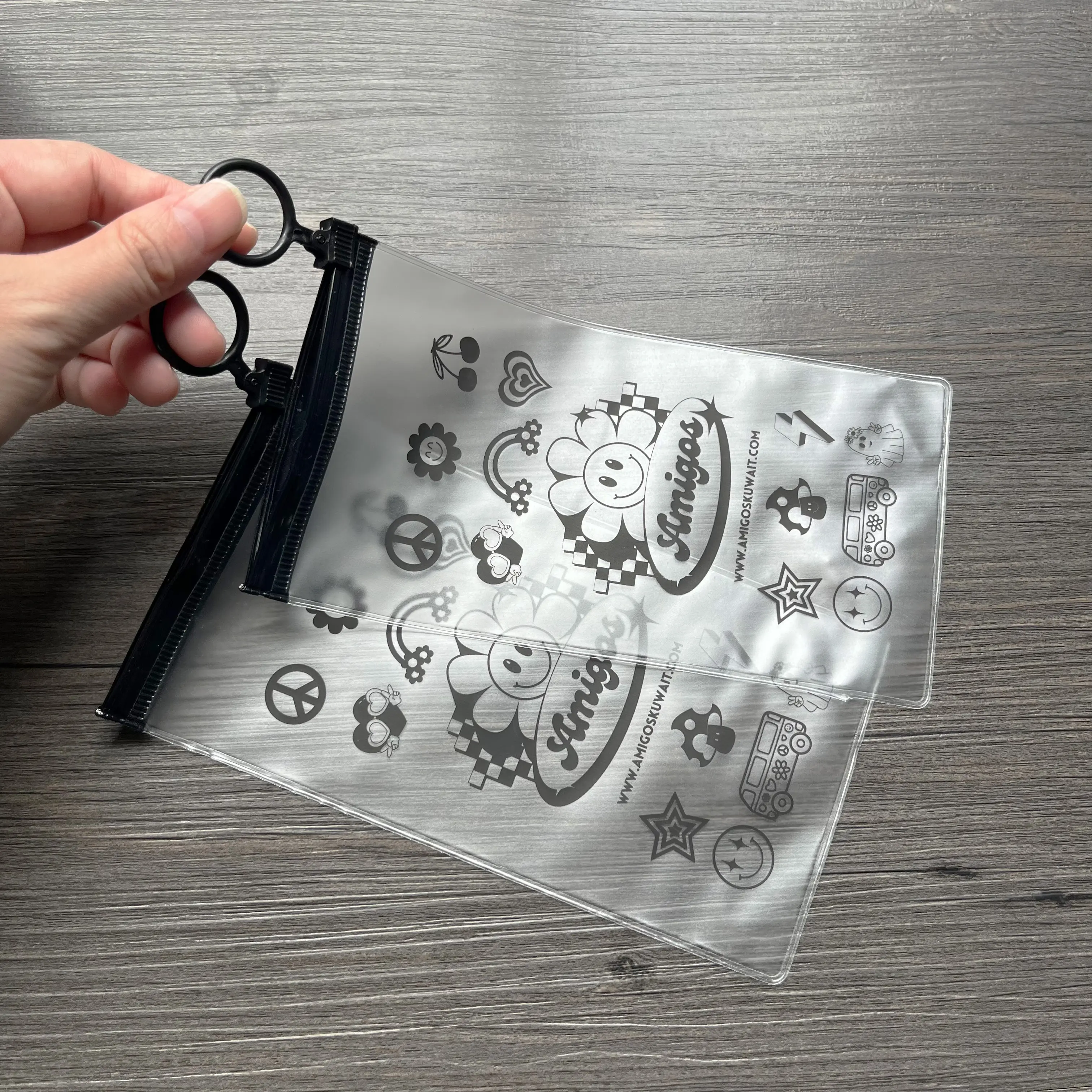 Waterproof frosted pvc zipper bags for jewelry phone case