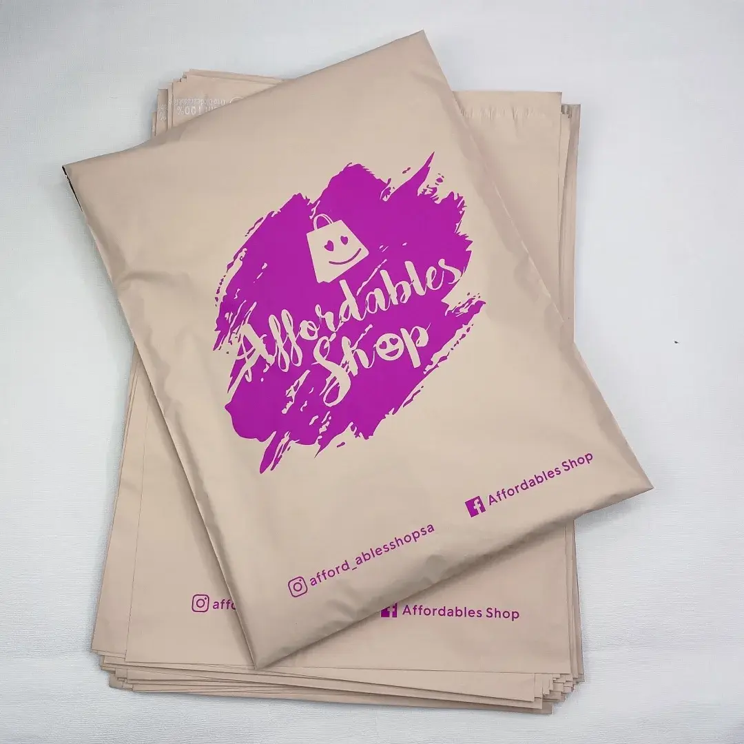 12x16inch Custom logo beige poly mailer clothing shipping postal bags