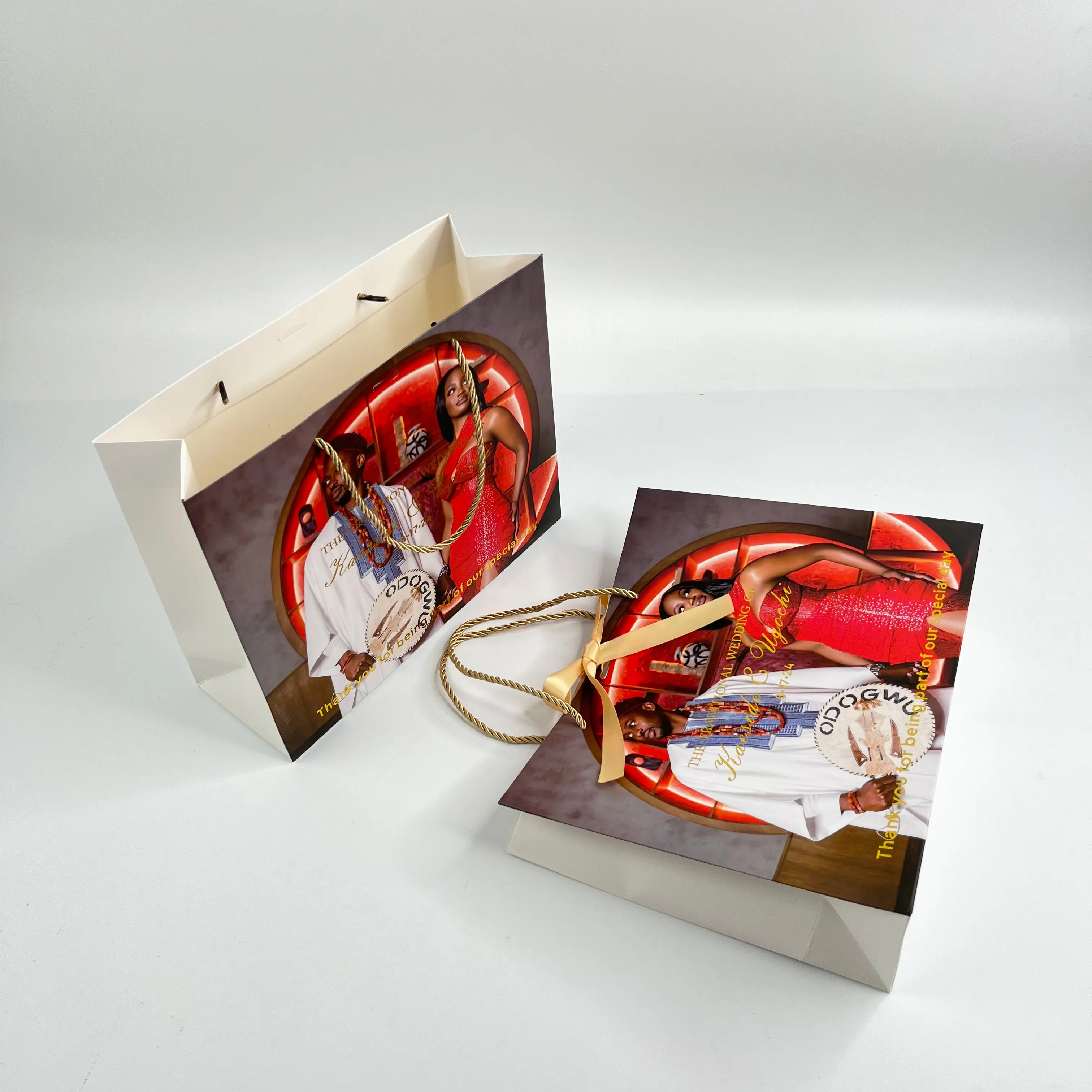 Gold foil stamping luxury paper bag with your own logo