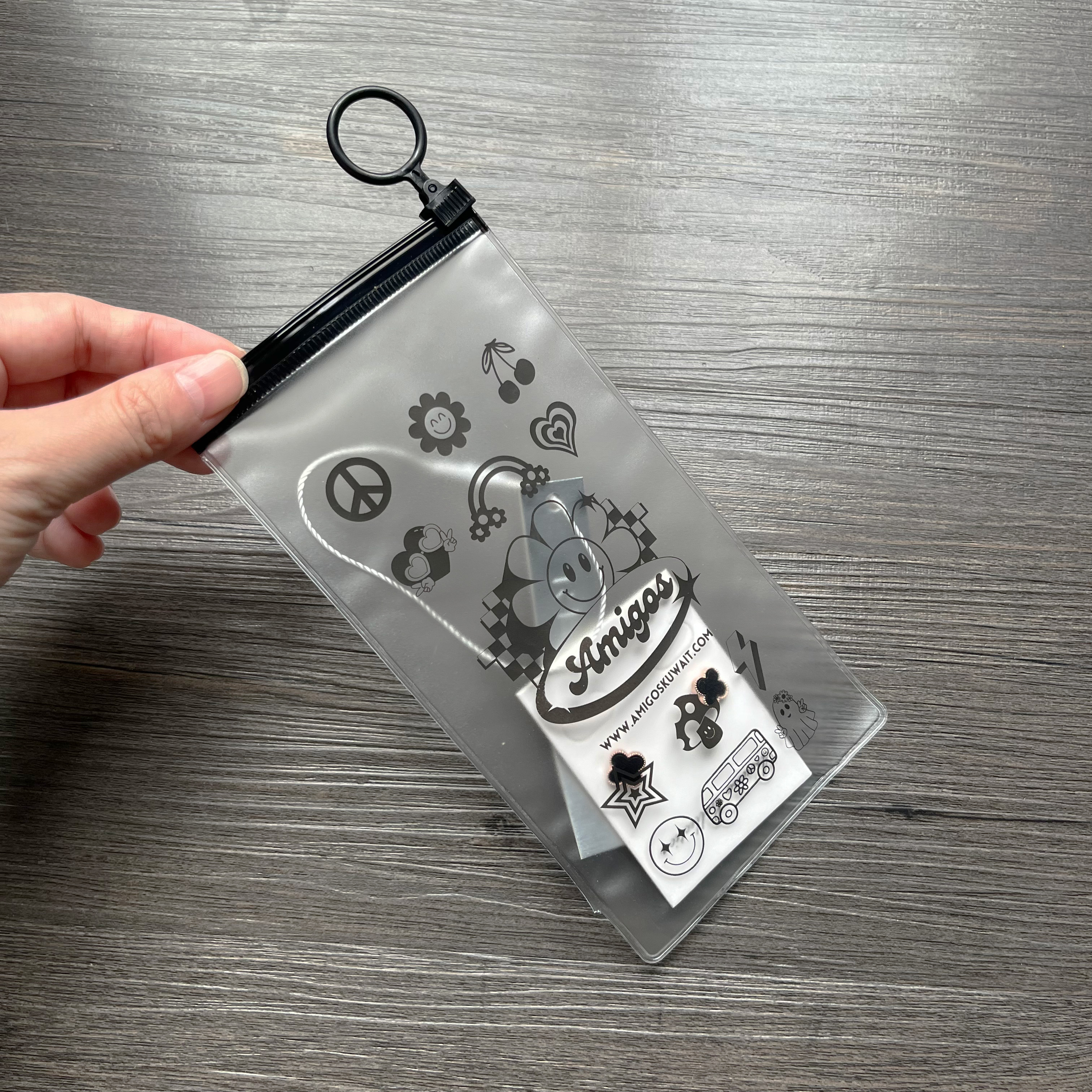 Waterproof frosted pvc zipper bags for jewelry phone case
