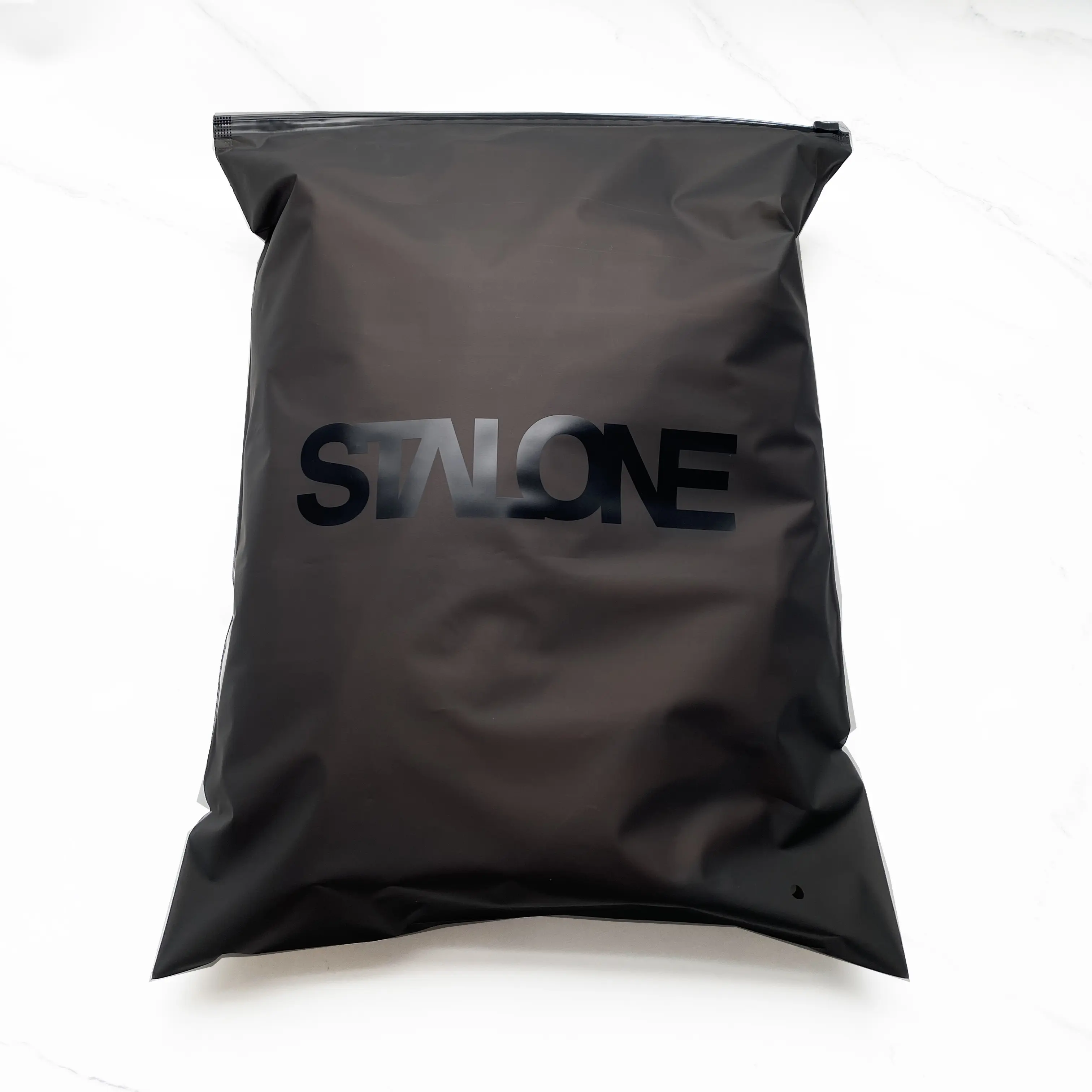 25x35cm Custom logo black translucent zipper bag for clothing